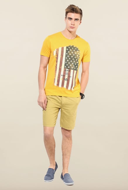 Jack & Jones Khaki Solid Shorts Jack & Jones Khaki Solid Shorts