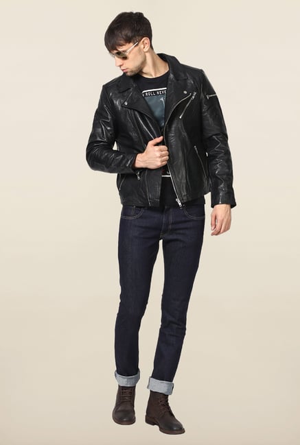 Jack & Jones Black Solid Jacket Jack & Jones Black Solid Jacket