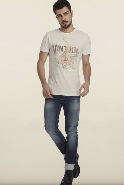 Jack & Jones White Printed Cotton T-shirt Jack & Jones White Printed Cotton T-shirt