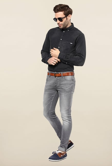 Jack & Jones Grey Solid Slim Fit Jeans Jack & Jones Grey Solid Slim Fit Jeans
