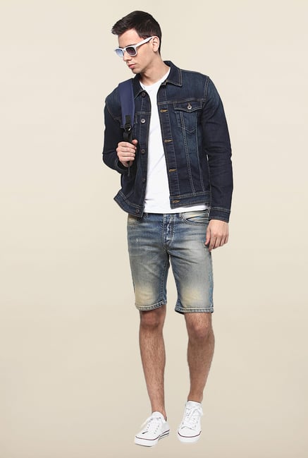 Jack & Jones Blue Solid Cotton Shorts Jack & Jones Blue Solid Cotton Shorts