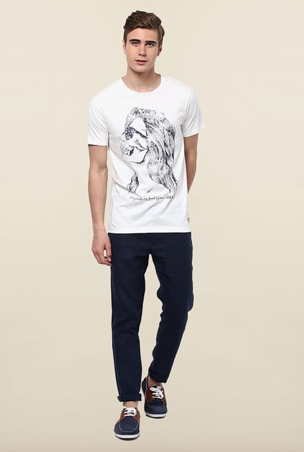 Jack & Jones Navy Linen Casual Trousers Jack & Jones Navy Linen Casual Trousers