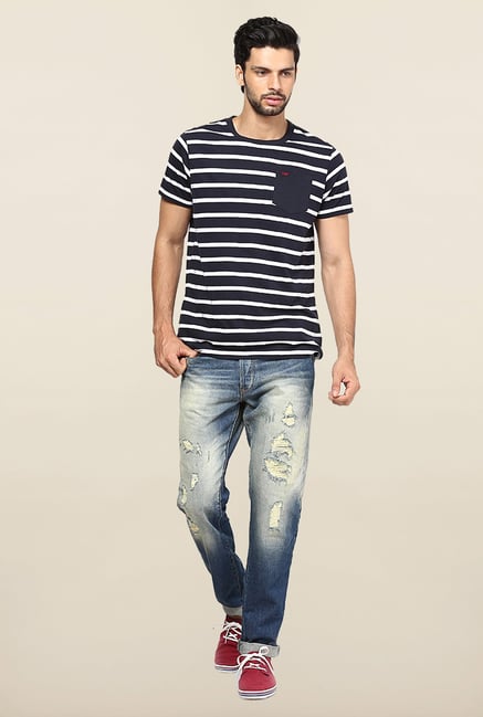 Jack & Jones Blue Distressed Regular Fit Jeans Jack & Jones Blue Distressed Regular Fit Jeans