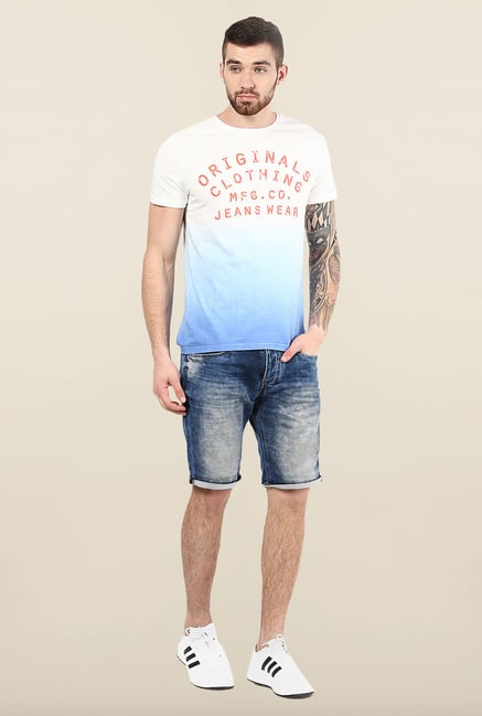 Jack & Jones White Ombre Crew Neck T-Shirt Jack & Jones White Ombre Crew Neck T-Shirt