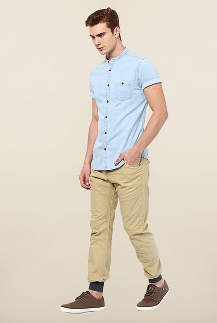 Jack & Jones Beige Solid Chinos Jack & Jones Beige Solid Chinos