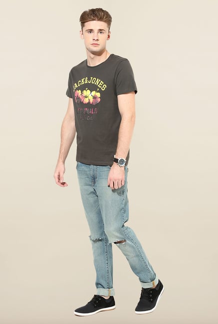 Jack & Jones Black Round Neck Printed T-Shirt Jack & Jones Black Round Neck Printed T-Shirt