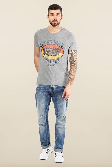 Jack & Jones Light Grey Round Neck T-Shirt Jack & Jones Light Grey Round Neck T-Shirt