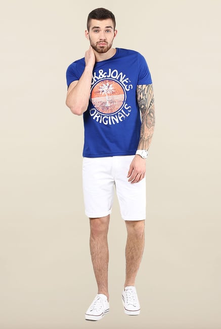 Jack & Jones Blue Printed Slim Fit T-Shirt Jack & Jones Blue Printed Slim Fit T-Shirt