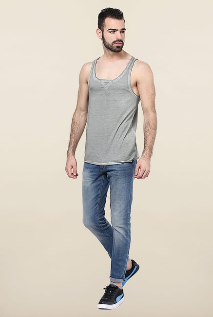 Jack & Jones Grey Solid Sleeveless Vest Jack & Jones Grey Solid Sleeveless Vest