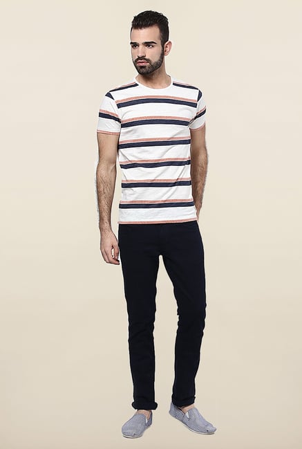 Jack & Jones White Striped Crew Neck T-Shirt Jack & Jones White Striped Crew Neck T-Shirt