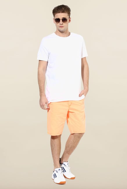 Jack & Jones Orange Solid Cotton Shorts Jack & Jones Orange Solid Cotton Shorts