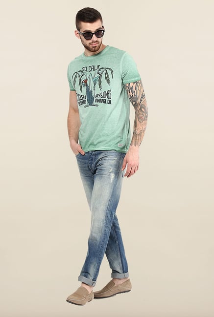 Jack & Jones Green Round Neck T-Shirt Jack & Jones Green Round Neck T-Shirt
