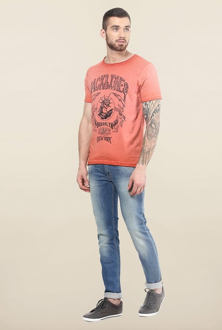 Jack & Jones Red Round Neck Slim Fit T-Shirt Jack & Jones Red Round Neck Slim Fit T-Shirt