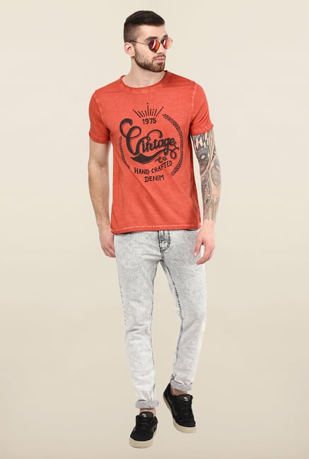 Jack & Jones Orange Round Neck T-Shirt Jack & Jones Orange Round Neck T-Shirt