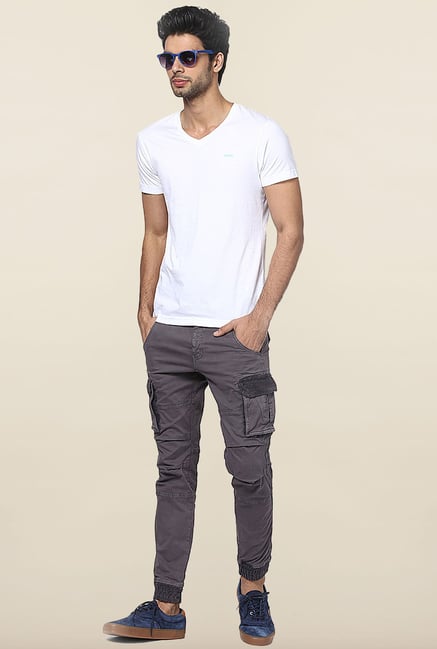 Jack & Jones White Solid V-Neck T-Shirt Jack & Jones White Solid V-Neck T-Shirt
