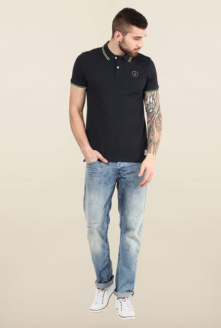 Jack & Jones Black Solid Polo T-Shirt Jack & Jones Black Solid Polo T-Shirt