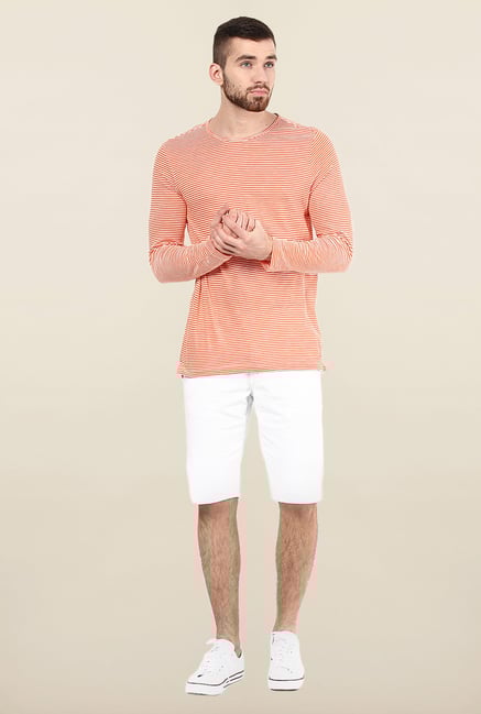 Jack & Jones Orange & White Striped T-Shirt Jack & Jones Orange & White Striped T-Shirt