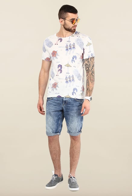 Jack & Jones White Round Neck Printed T-Shirt Jack & Jones White Round Neck Printed T-Shirt