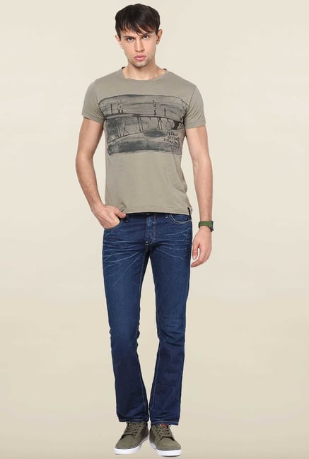 Jack & Jones Grey Printed Cotton T-Shirt Jack & Jones Grey Printed Cotton T-Shirt