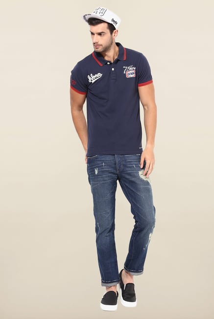 Jack & Jones Blue Distressed Regular Fit Jeans Jack & Jones Blue Distressed Regular Fit Jeans