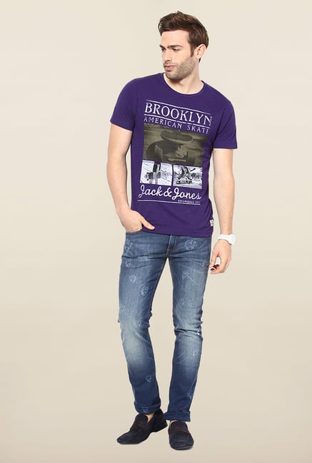 Jack & Jones Blue Printed T-Shirt Jack & Jones Blue Printed T-Shirt