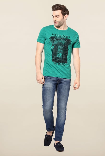 Jack & Jones Green Round Neck Printed T-Shirt Jack & Jones Green Round Neck Printed T-Shirt