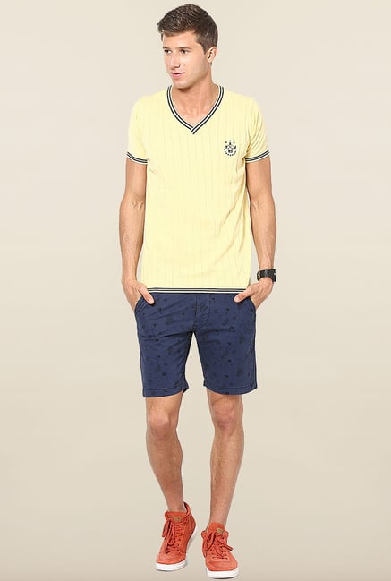 Jack & Jones Yellow Striped V-Neck T-Shirt Jack & Jones Yellow Striped V-Neck T-Shirt