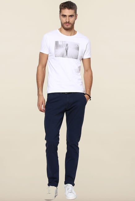 Jack & Jones White Printed Round Neck T-Shirt Jack & Jones White Printed Round Neck T-Shirt