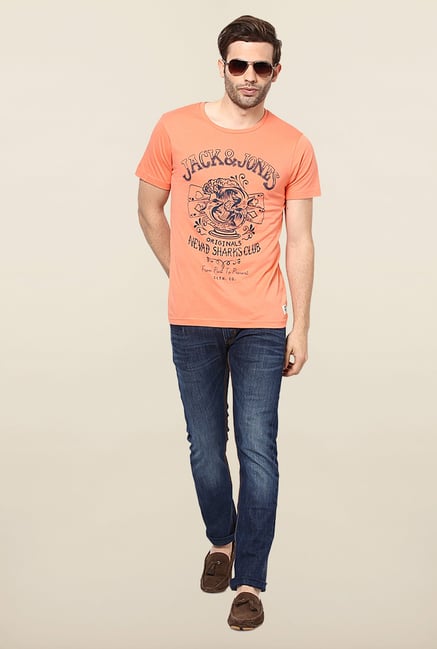 Jack & Jones Salmon Printed T-Shirt Jack & Jones Salmon Printed T-Shirt