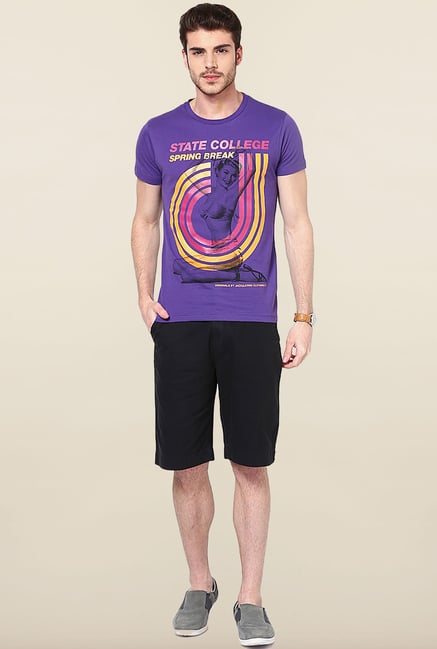Jack & Jones Violet Printed Cotton T-Shirt Jack & Jones Violet Printed Cotton T-Shirt