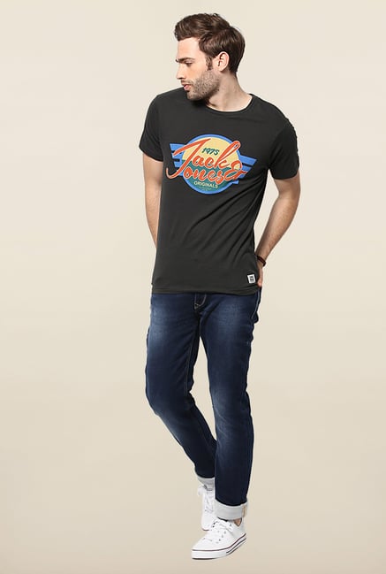Jack & Jones Black Round Neck Cotton T-Shirt Jack & Jones Black Round Neck Cotton T-Shirt