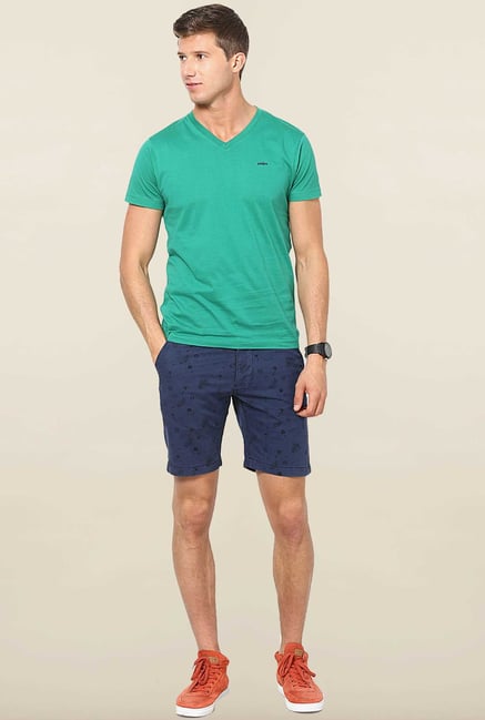 Jack & Jones Green Solid V-Neck T-Shirt Jack & Jones Green Solid V-Neck T-Shirt
