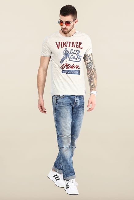 Jack & Jones White Printed Cotton T-Shirt Jack & Jones White Printed Cotton T-Shirt