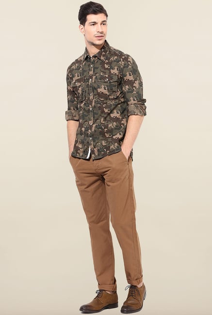 Jack & Jones Brown Pleated Chinos Jack & Jones Brown Pleated Chinos