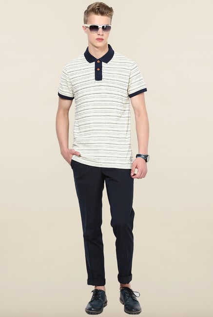 Jack & Jones Navy Solid Casual Trousers Jack & Jones Navy Solid Casual Trousers