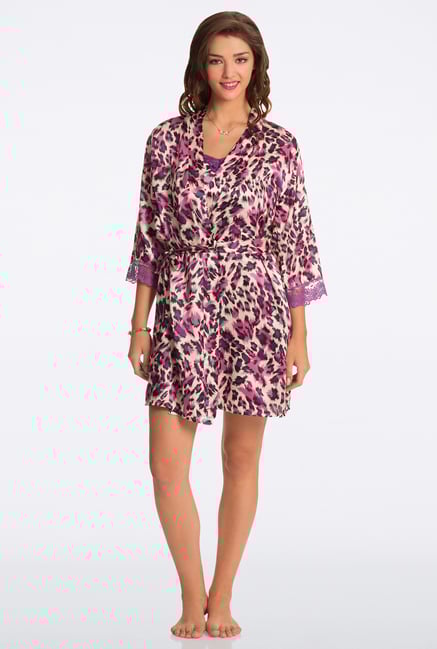 Pretty Secrets Purple Animal Print Robe Pretty Secrets Purple Animal Print Robe