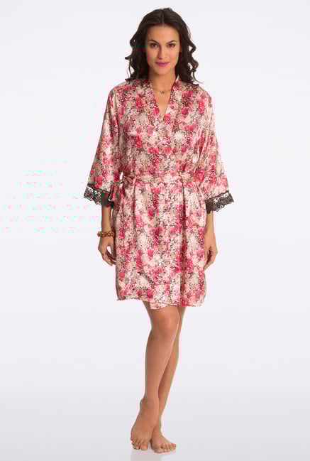Pretty Secrets Red Floral Print Robe Pretty Secrets Red Floral Print Robe