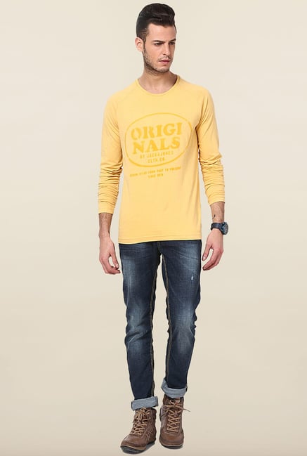 Jack & Jones Yellow Printed T-Shirt Jack & Jones Yellow Printed T-Shirt