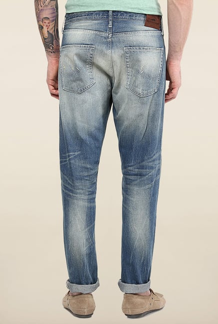 Jack & Jones Blue Mid Rise Distressed Jeans Jack & Jones Blue Mid Rise Distressed Jeans