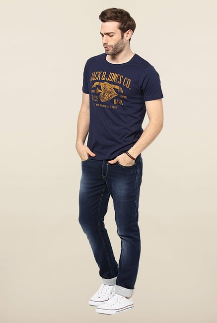 Jack & Jones Navy Round Neck T-Shirt Jack & Jones Navy Round Neck T-Shirt
