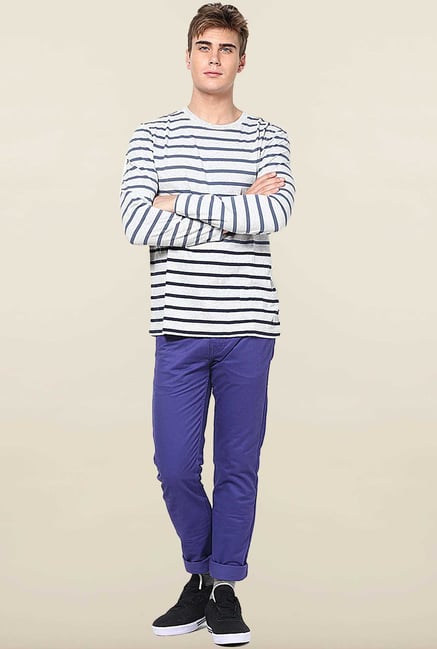 Jack & Jones Blue Solid Cotton Chinos Jack & Jones Blue Solid Cotton Chinos