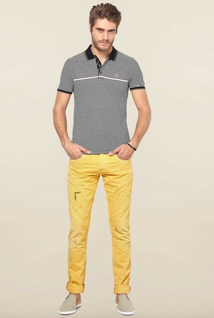 Jack & Jones Yellow Distressed Slim Fit Jeans Jack & Jones Yellow Distressed Slim Fit Jeans