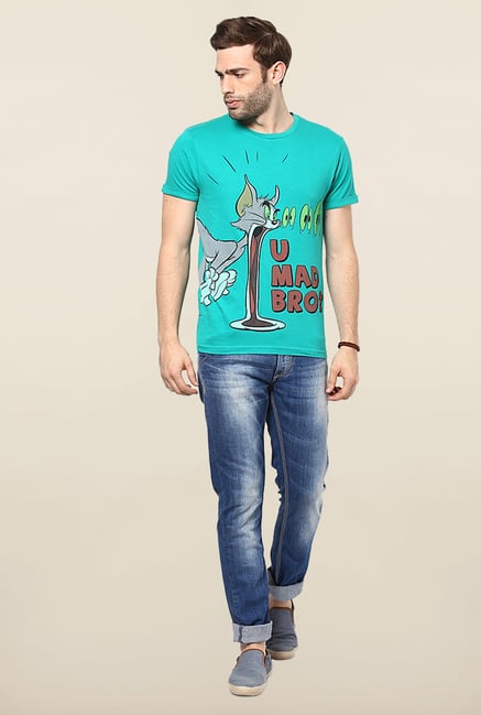 Jack & Jones Turquoise Printed T-Shirt Jack & Jones Turquoise Printed T-Shirt