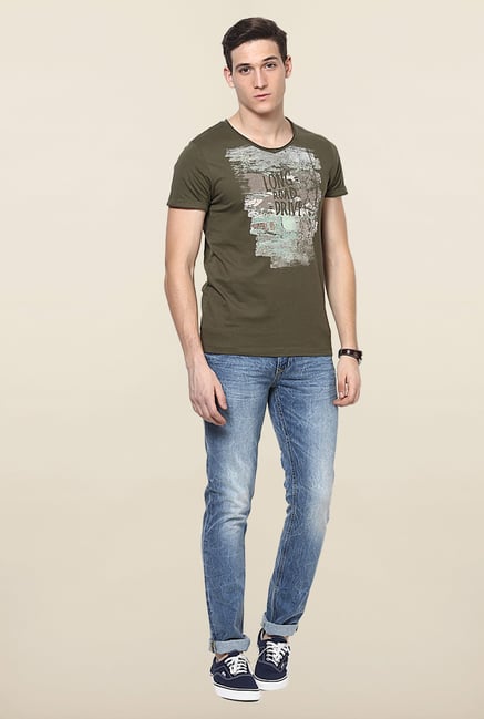 Jack & Jones Olive Round Neck T-Shirt Jack & Jones Olive Round Neck T-Shirt