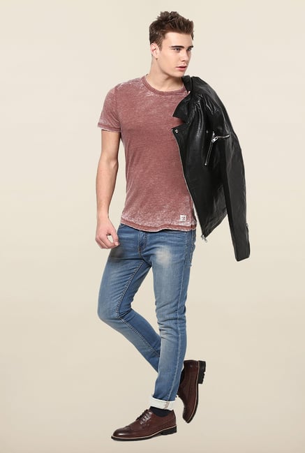 Jack & Jones Maroon Solid T-Shirt Jack & Jones Maroon Solid T-Shirt