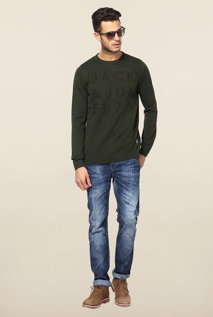 Jack & Jones Green Cotton Sweatshirt Jack & Jones Green Cotton Sweatshirt
