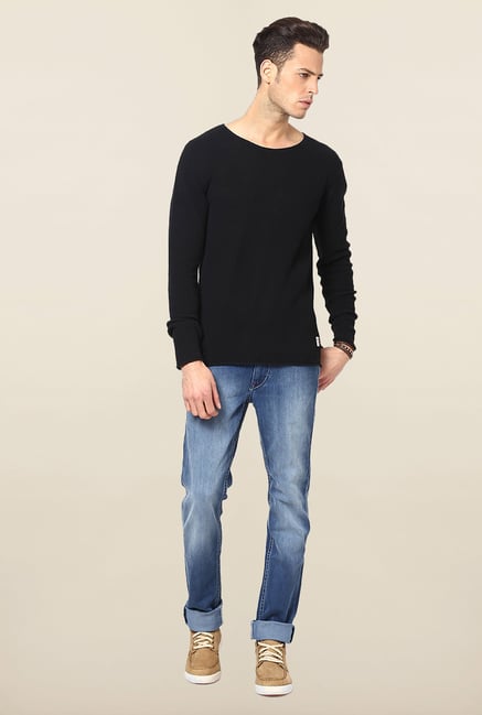 Jack & Jones Black Solid Cotton Sweatshirt Jack & Jones Black Solid Cotton Sweatshirt