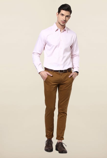Jack & Jones Light Pink Solid Casual Shirt Jack & Jones Light Pink Solid Casual Shirt