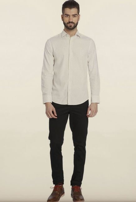 Jack & Jones White Polka Dot Slim Fit Casual Shirt Jack & Jones White Polka Dot Slim Fit Casual Shirt