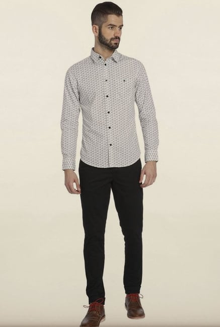 Jack & Jones White Printed Cotton Casual Shirt Jack & Jones White Printed Cotton Casual Shirt